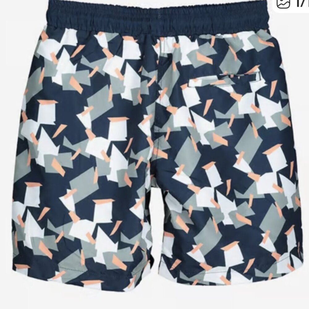 Vestige men's Medium, navy/grey geometric print swim trunks EUC.